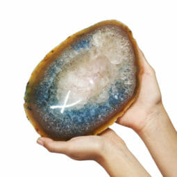 1.99kg Blue Agate Crystal Polished Bowl set of 3 J1865 | Himalayan Salt Factory
