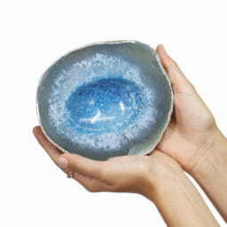 1.82kg Blue Agate Crystal Polished Bowl set of 3 J1867 | Himalayan Salt Factory