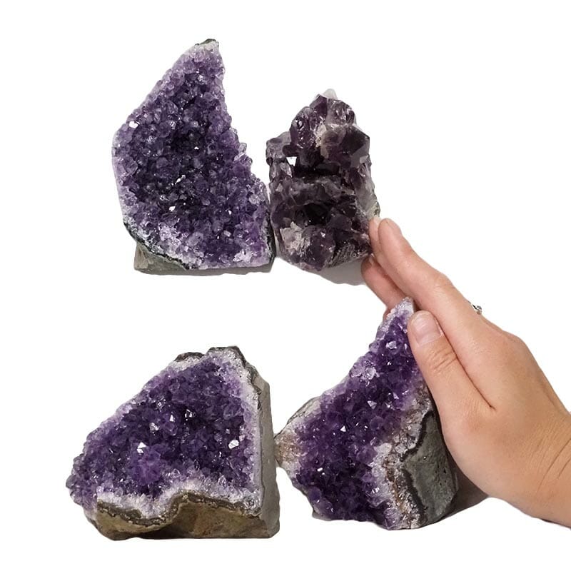2.10kg Amethyst Crystal Geode Specimen Set 4 Pieces DN1530 4 Amethyst Crystal Geode Specimen Set DN1530 | Himalayan Salt Factory