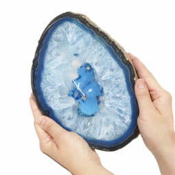 Blue Agate Crystal Polished Bowl DS1839 | Himalayan Salt Factory