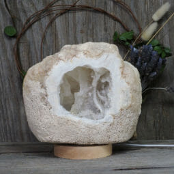 4.34kg Natural Calcite Geode Lamp with Large LED Light Base DK564 | Himalayan Salt Factory