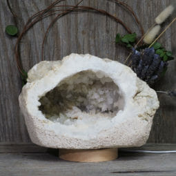 4.95kg Natural Calcite Geode Lamp with Large LED Light Base DK565 | Himalayan Salt Factory