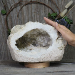 4.95kg Natural Calcite Geode Lamp with Large LED Light Base DK565 | Himalayan Salt Factory