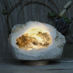 4.95kg Natural Calcite Geode Lamp with Large LED Light Base DK565 | Himalayan Salt Factory