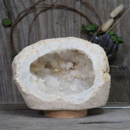 4.43kg Natural Calcite Geode Lamp with Large LED Light Base DK567 | Himalayan Salt Factory