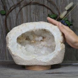 4.43kg Natural Calcite Geode Lamp with Large LED Light Base DK567 | Himalayan Salt Factory