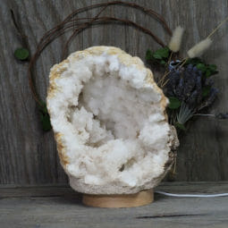 4.64kg Natural Calcite Geode Lamp with Large LED Light Base DK568 | Himalayan Salt Factory