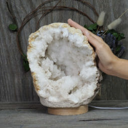 4.64kg Natural Calcite Geode Lamp with Large LED Light Base DK568 | Himalayan Salt Factory