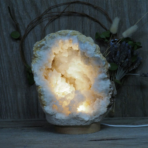 4.64kg Natural Calcite Geode Lamp with Large LED Light Base DK568 | Himalayan Salt Factory