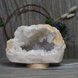 4.54kg Natural Calcite Geode Lamp with Large LED Light Base DK572 | Himalayan Salt Factory