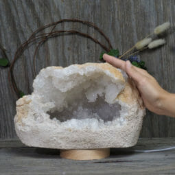 4.54kg Natural Calcite Geode Lamp with Large LED Light Base DK572 | Himalayan Salt Factory
