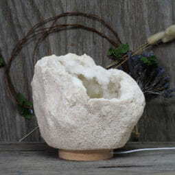 4.74kg Natural Calcite Geode Lamp with Large LED Light Base DK574 | Himalayan Salt Factory
