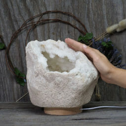 4.74kg Natural Calcite Geode Lamp with Large LED Light Base DK574 | Himalayan Salt Factory