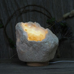 4.74kg Natural Calcite Geode Lamp with Large LED Light Base DK574 | Himalayan Salt Factory