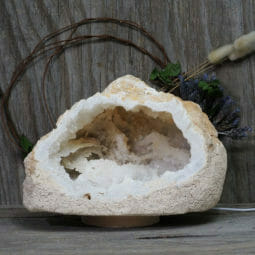 5.40kg Natural Calcite Geode Lamp with Large LED Light Base DK575 | Himalayan Salt Factory