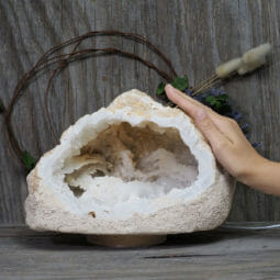 5.40kg Natural Calcite Geode Lamp with Large LED Light Base DK575 | Himalayan Salt Factory