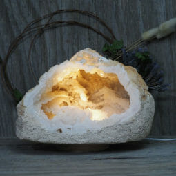 5.40kg Natural Calcite Geode Lamp with Large LED Light Base DK575 | Himalayan Salt Factory