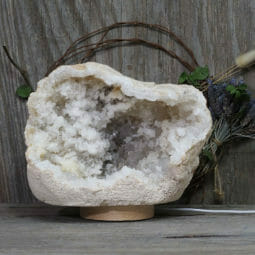4.72kg Natural Calcite Geode Lamp with Large LED Light Base DK576 | Himalayan Salt Factory