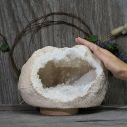 5.35kg Natural Calcite Geode Lamp with Large LED Light Base DK578 | Himalayan Salt Factory