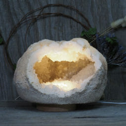5.35kg Natural Calcite Geode Lamp with Large LED Light Base DK578 | Himalayan Salt Factory