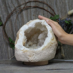 4.32kg Natural Calcite Geode Lamp with Large LED Light Base DK579 9 4.32kg Natural Calcite Geode Lamp with Large LED Light Base DK579 | Himalayan Salt Factory