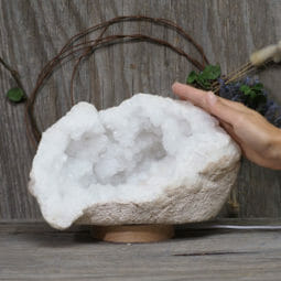 4.76kg Natural Calcite Geode Lamp with Large LED Light Base DK580 | Himalayan Salt Factory