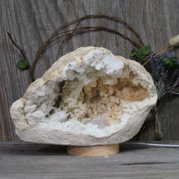 5.13kg Natural Calcite Geode Lamp with Large LED Light Base DK581 8 5.13kg Natural Calcite Geode Lamp with Large LED Light Base DK581 | Himalayan Salt Factory