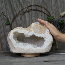 4.72kg Natural Calcite Geode Lamp with Large LED Light Base DK582 | Himalayan Salt Factory