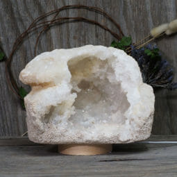 4.54kg Natural Calcite Geode Lamp with Large LED Light Base DK587 | Himalayan Salt factory