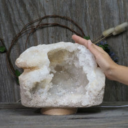 4.54kg Natural Calcite Geode Lamp with Large LED Light Base DK587 | Himalayan Salt factory