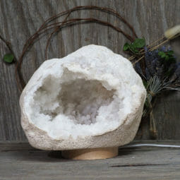 4.82kg Natural Calcite Geode Lamp with Large LED Light Base DK589 | Himalayan Salt factory