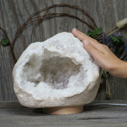 4.82kg Natural Calcite Geode Lamp with Large LED Light Base DK589 | Himalayan Salt factory
