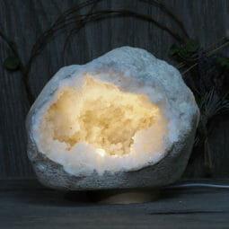 4.82kg Natural Calcite Geode Lamp with Large LED Light Base DK589 | Himalayan Salt factory