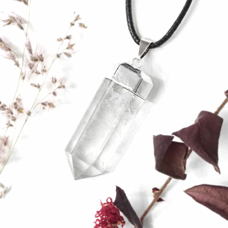 Clear Quartz Terminated Point Electroformed SP Pendant 3 Clear Quartz Terminated Point Electroformed SP Pendant | Himalayan Salt Factory