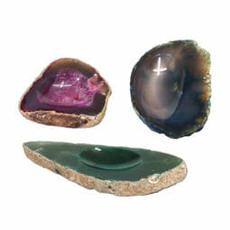 Colourful Agate Crystal Polished Bowl set of 3 N1788 | Himalayan Salt Factory
