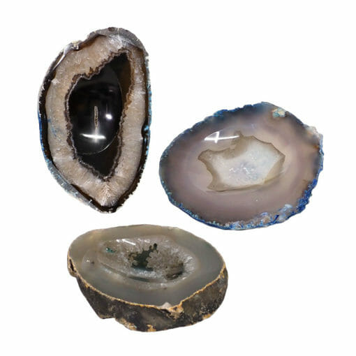 Natural Agate Crystal Polished Bowl set of 3 N1763 | Himalayan Salt Factory