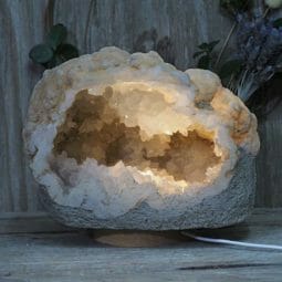 Natural Calcite Geode Lamp with Large LED Light Base DN1539