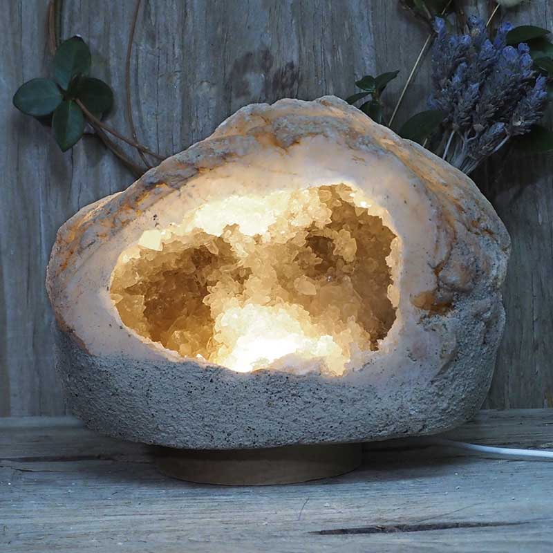 4.46kg Natural Calcite Geode Lamp with Large LED Light Base DN1540 3 Natural Calcite Geode Lamp with Large LED Light Base DN1540 | Himalayan Salt Factory