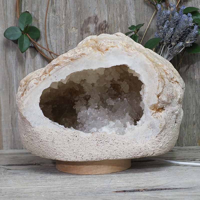 4.46kg Natural Calcite Geode Lamp with Large LED Light Base DN1540 4 Natural Calcite Geode Lamp with Large LED Light Base DN1540 | Himalayan Salt Factory