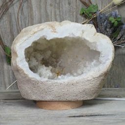 Natural Calcite Geode Lamp with Large LED Light Base DN1542 | Himalayan Salt Factory