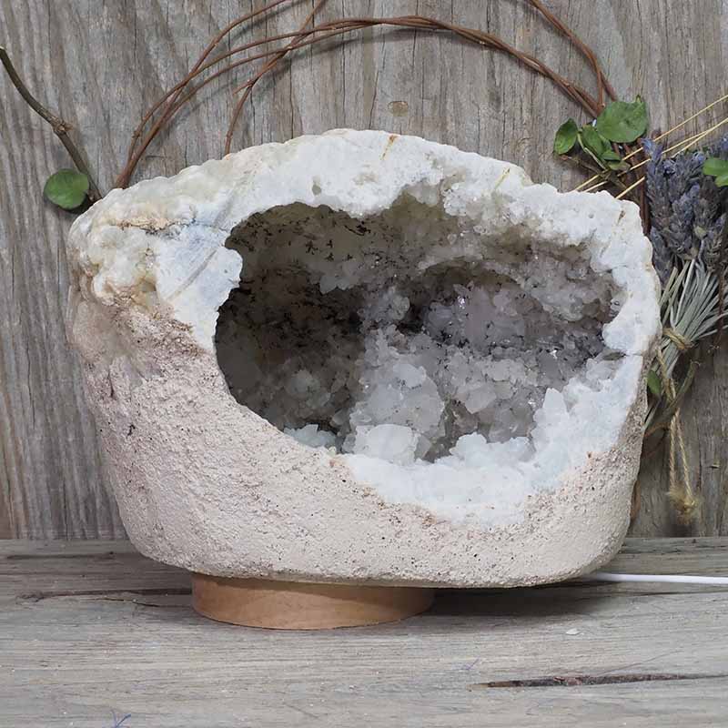 4.72kg Natural Calcite Geode Lamp with Large LED Light Base DN1565 4 Natural Calcite Geode Lamp with Large LED Light Base DN1565 | Himalayan Salt Factory