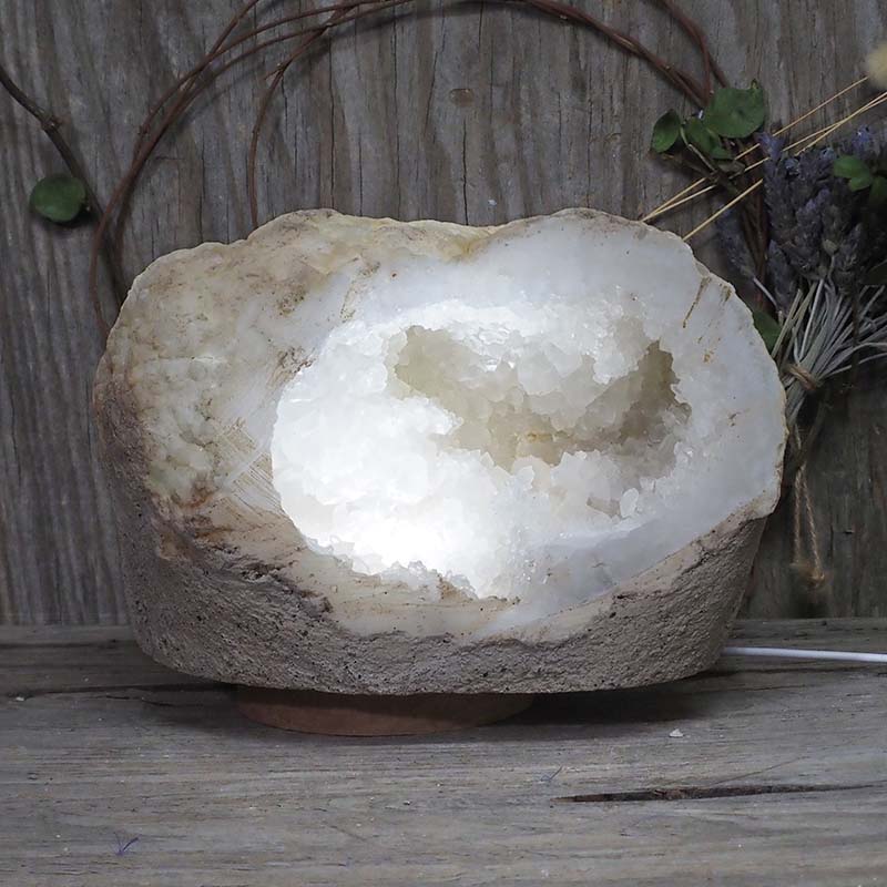 4.76kg Natural Calcite Geode Lamp with Large LED Light Base DN1566 3 Natural Calcite Geode Lamp with Large LED Light Base DN1566 | Himalayan Salt Factory