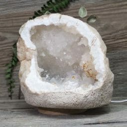 Natural Calcite Geode Lamp with Large LED Light Base DS1827 | Himalayan Salt Factory