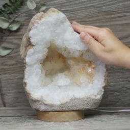 Natural Calcite Geode Lamp with Large LED Light Base DS1832 | Himalayan Salt Factory