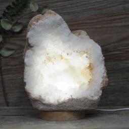 Natural Calcite Geode Lamp with Large LED Light Base DS1832 | Himalayan Salt Factory