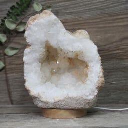 Natural Calcite Geode Lamp with Large LED Light Base DS1832 | Himalayan Salt Factory