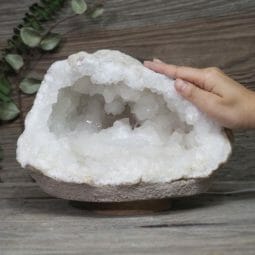 Natural Calcite Geode Lamp with Large LED Light Base DS1833 | Himalayan Salt Factory
