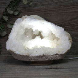 Natural Calcite Geode Lamp with Large LED Light Base DS1833 | Himalayan Salt Factory