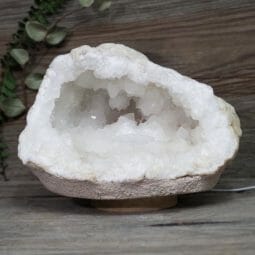 Natural Calcite Geode Lamp with Large LED Light Base DS1833 | Himalayan Salt Factory