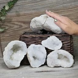 Natural Calcite Geode Pair – 3 Small Geodes Set N1669 | Himalayan Salt Factory
